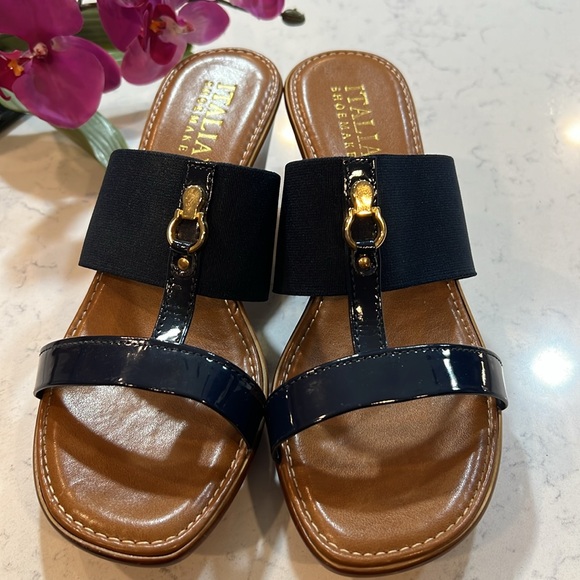 ITALIAN SHOEMAKERS Women's Blue Slip On Wedge Sandals Size 10 - Picture 4 of 14